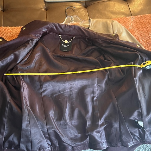 Bebe Burgundy Leather Jacket with Gold Hardware - Picture 10 of 10